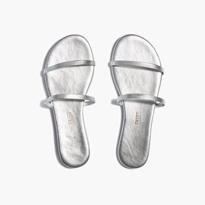 TKEES Women's Gemma Metallic Silver Sandals Size 9